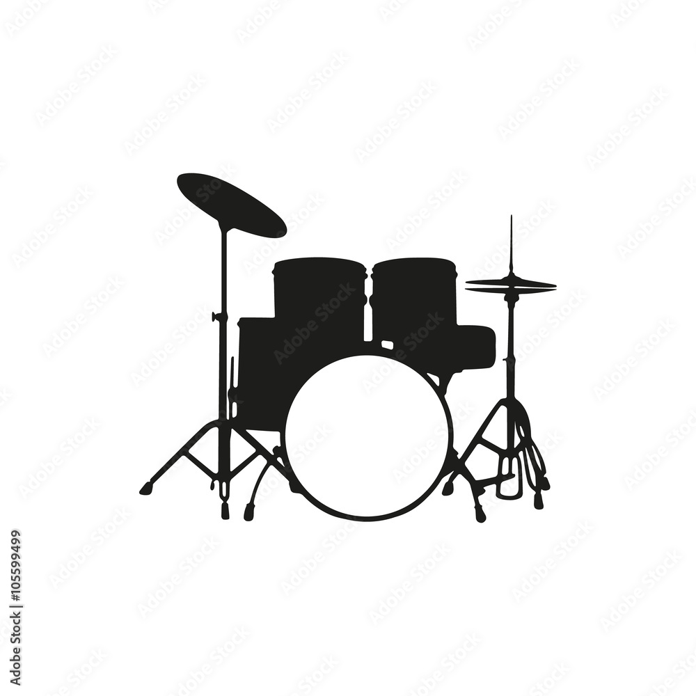 Fototapeta premium Vector illustration of silhouette the drum set on white background