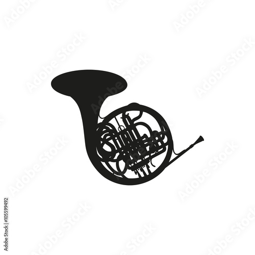 Vector illustration of French horn on white background