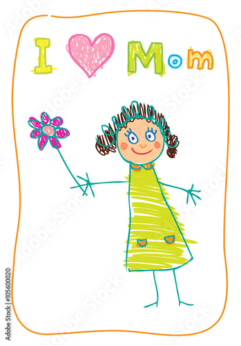 Kids Drawing. The Mother's Day.