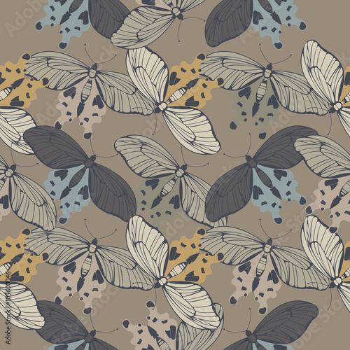 Tender seamless pattern with beautiful butterflies for your crea