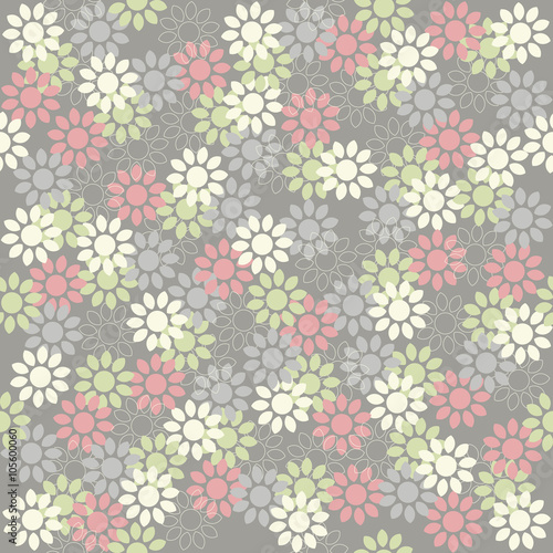 Trendy seamless pattern with cute flowers