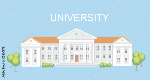 University or college building. Campus design, graduation university, vector 