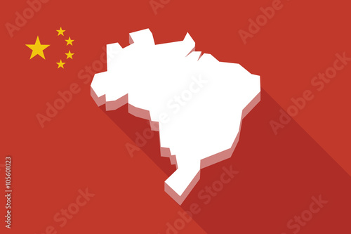 China long shadow flag with  a map of Brazil