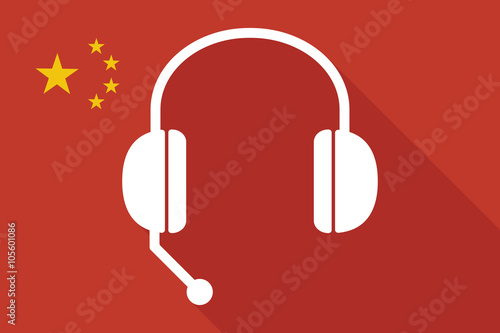 China long shadow flag with  a hands free phone device