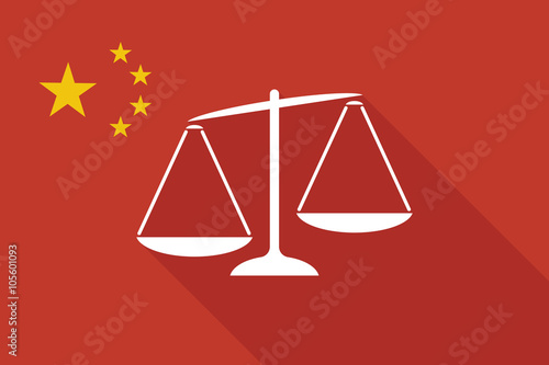China long shadow flag with  an unbalanced weight scale