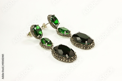 Silver earrings with emerald 