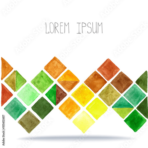 Watercolor geometric polygon background. Brown Yellow green
