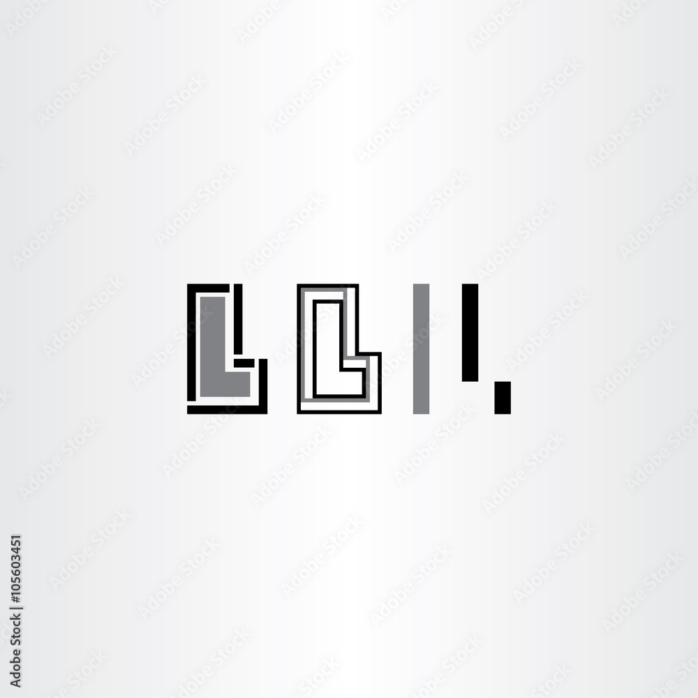 black letter l lines geometric vector icons set black letter l lines geometric vector icons set