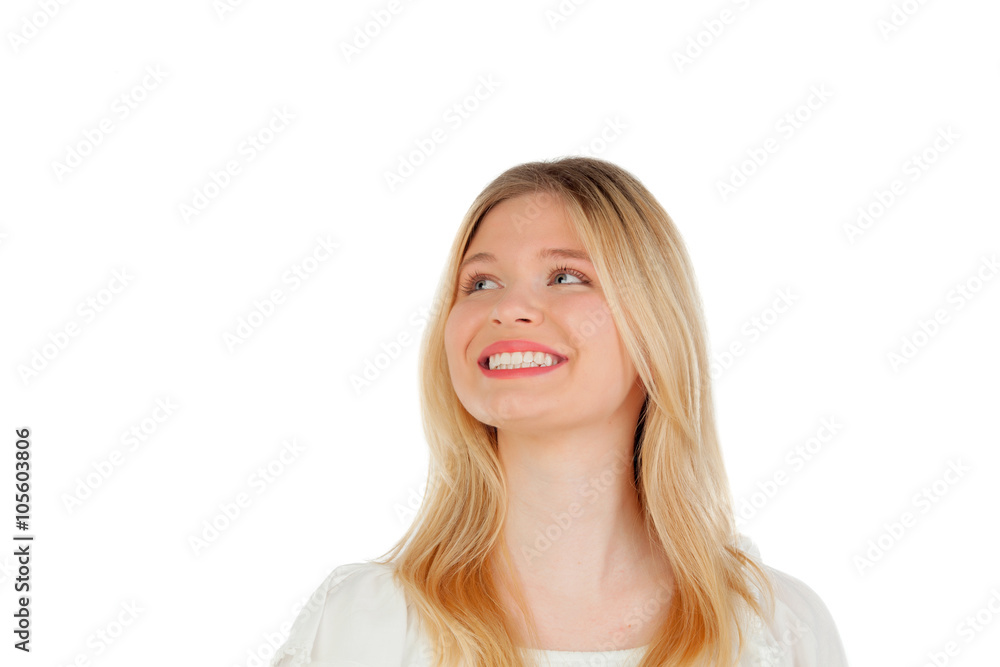 Cool blonde girl thinking