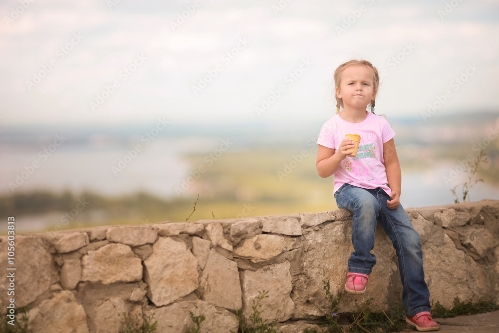 Summer. Girl eating ice cream. Summer. Girl eating ice cream.