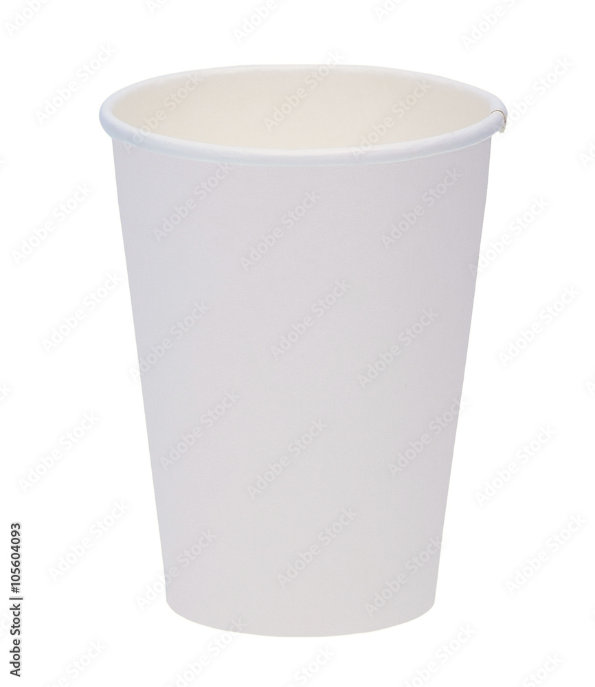 A white paper cup isolated on white background. A white paper cup isolated on white background.