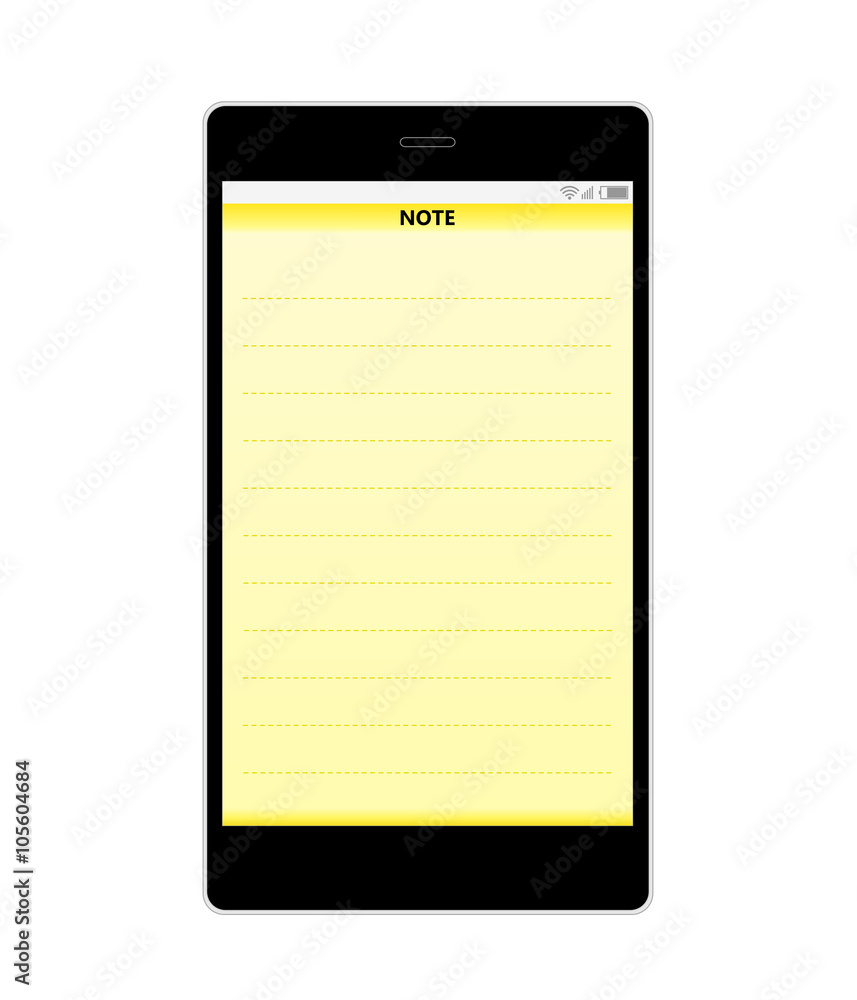 Blank Gradient Yellow Vertical Note with Lines on Smartphone Screen Ready for Your Own Text Isolated on White Background Illustration Blank Gradient Yellow Vertical Note with Lines on Smartphone Screen Ready for Your Own Text Isolated on White Background Illustration