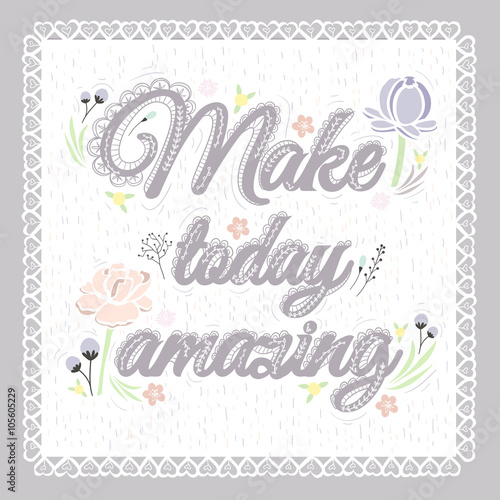 Printable spring wall art with floral pattern and typography. Ve