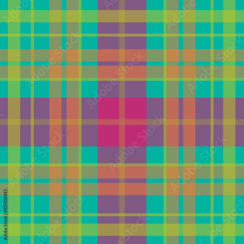 Vector seamless scottish tartan pattern in acid colors, turquoise, green, pink, purple, blue. British or irish celtic design for textile, fabric or for wrapping, backgrounds, wallpaper, websites