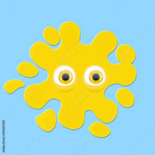 yellow spot with cartoon eyes