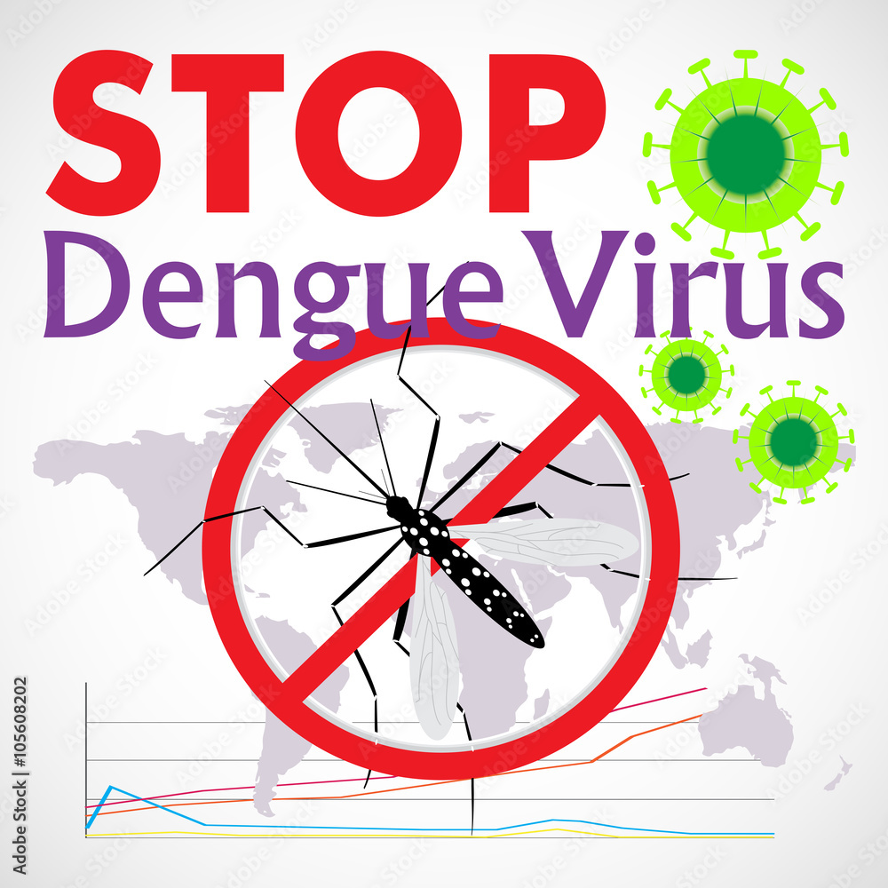Prohibited sign with mosquito with Stop Dengue Virus. Nature Aedes Aegypti. Ideal for educational, informational, or related health advisory. Editable vector Stock Vector | Stock