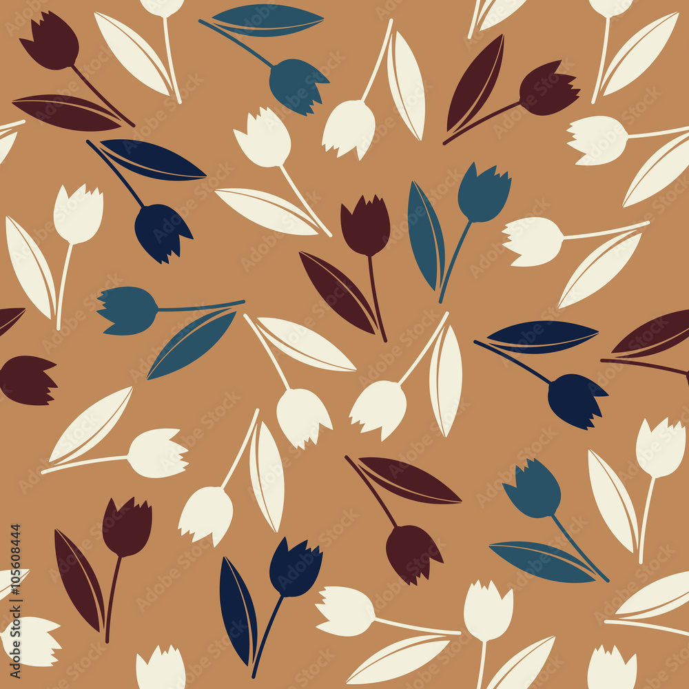 Stylish seamless pattern with colorful tulips Stylish seamless pattern with colorful tulips