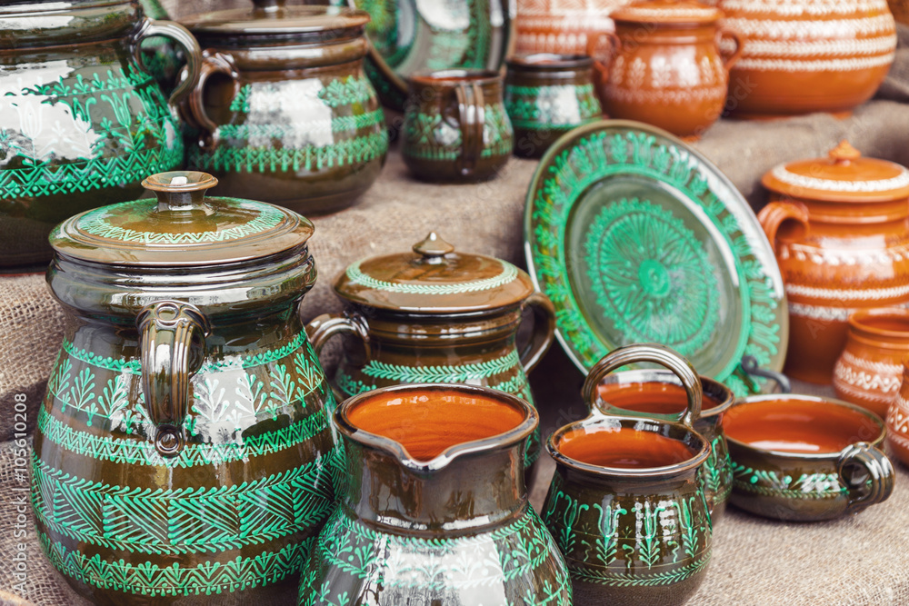 Handmade decorated pottery for sale