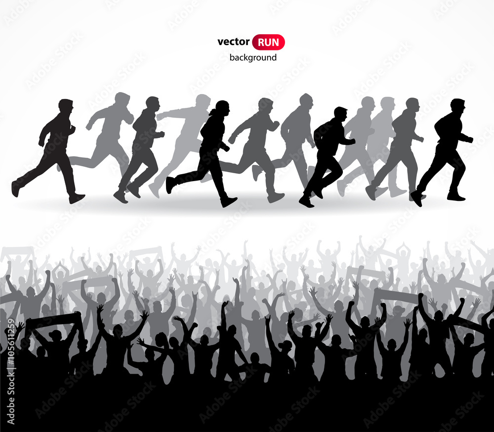 Silhouette of a running man. Poster. Silhouette of a running man. Poster.