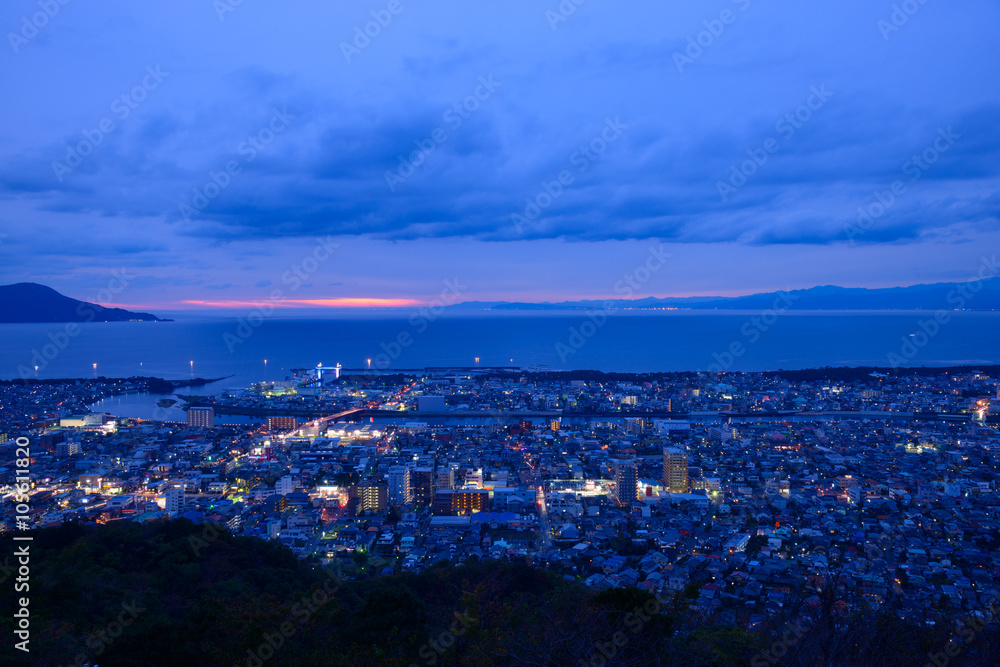 Night scene of Numazu city in Shizuoka, Japan