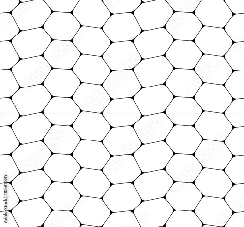 Vector seamless texture. Modern abstract background. Monochrome geometry of distorted hexagons.