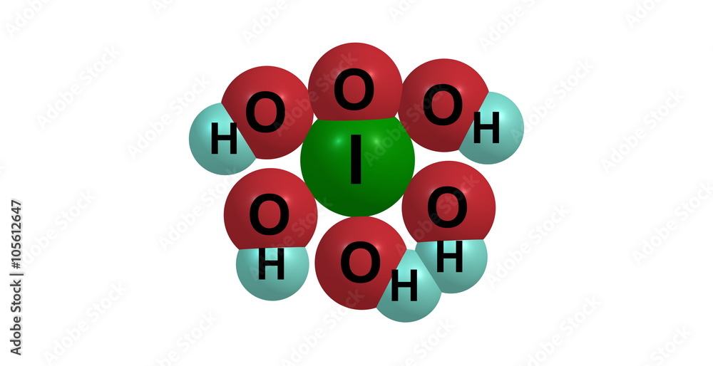 Paraperiodic acid molecular structure isolated on white Paraperiodic acid molecular structure isolated on white