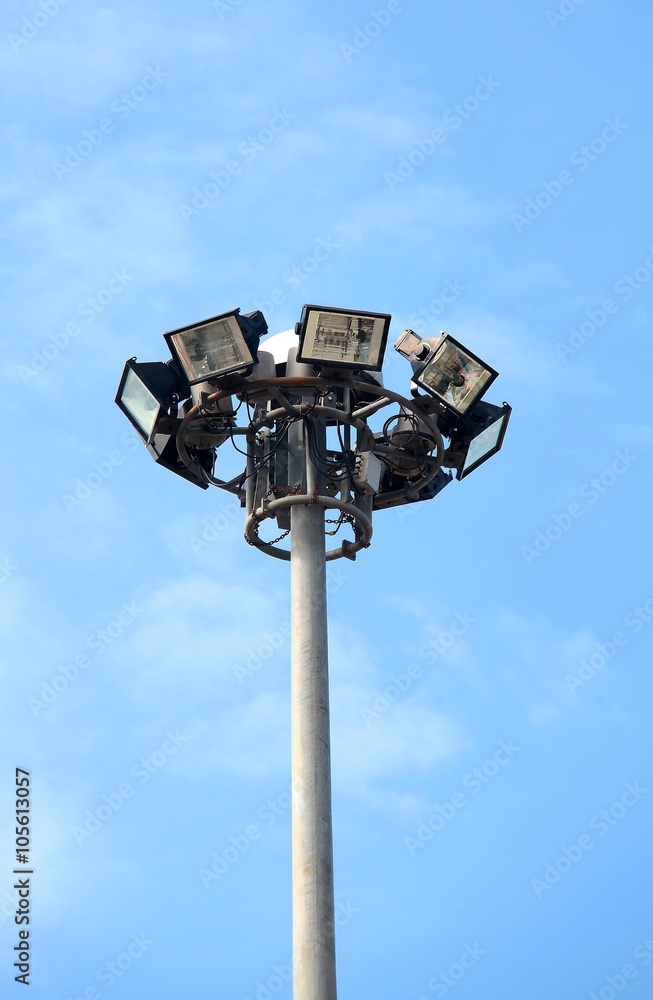 Sportlight post on blue sky background Sportlight post on blue sky background