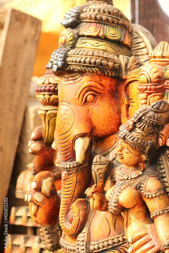 Lord Ganesha statue with goddess Ridhi Siddhi, pray concept
