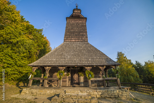 old traditional wooden church from Zakarpattia region photo