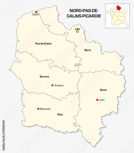 New French administrative region Nord-Pas-de-Calais-Picardie