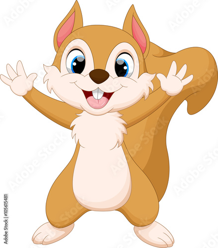 Cute squirrel cartoon waving 