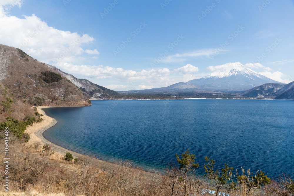 Fujisan and lake