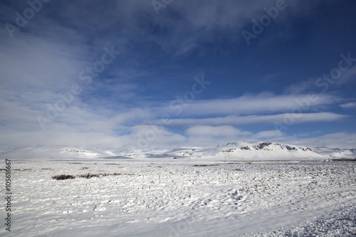 Snowy mountain landscape, Iceland