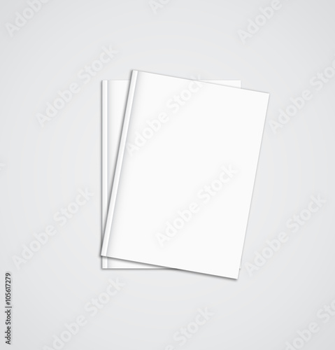 Stack of blank magazines template. on white background with soft shadows. Ready for your design.