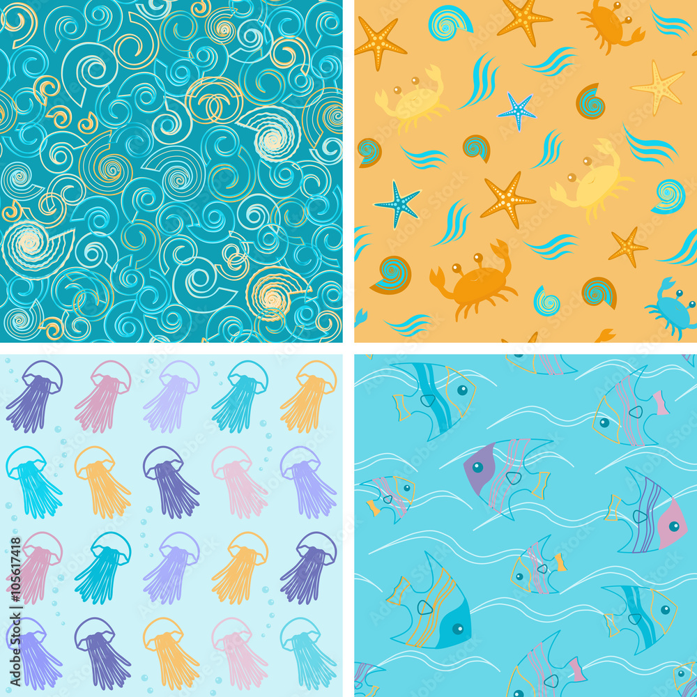 Sea life patterns collection 1