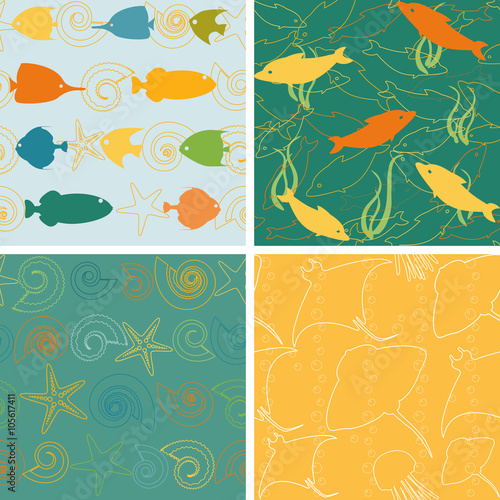 Sea life patterns collection 2