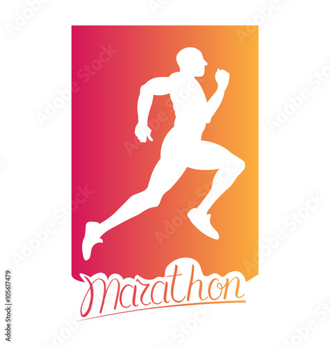 Running man silhouette and hand drawn quote Marathon