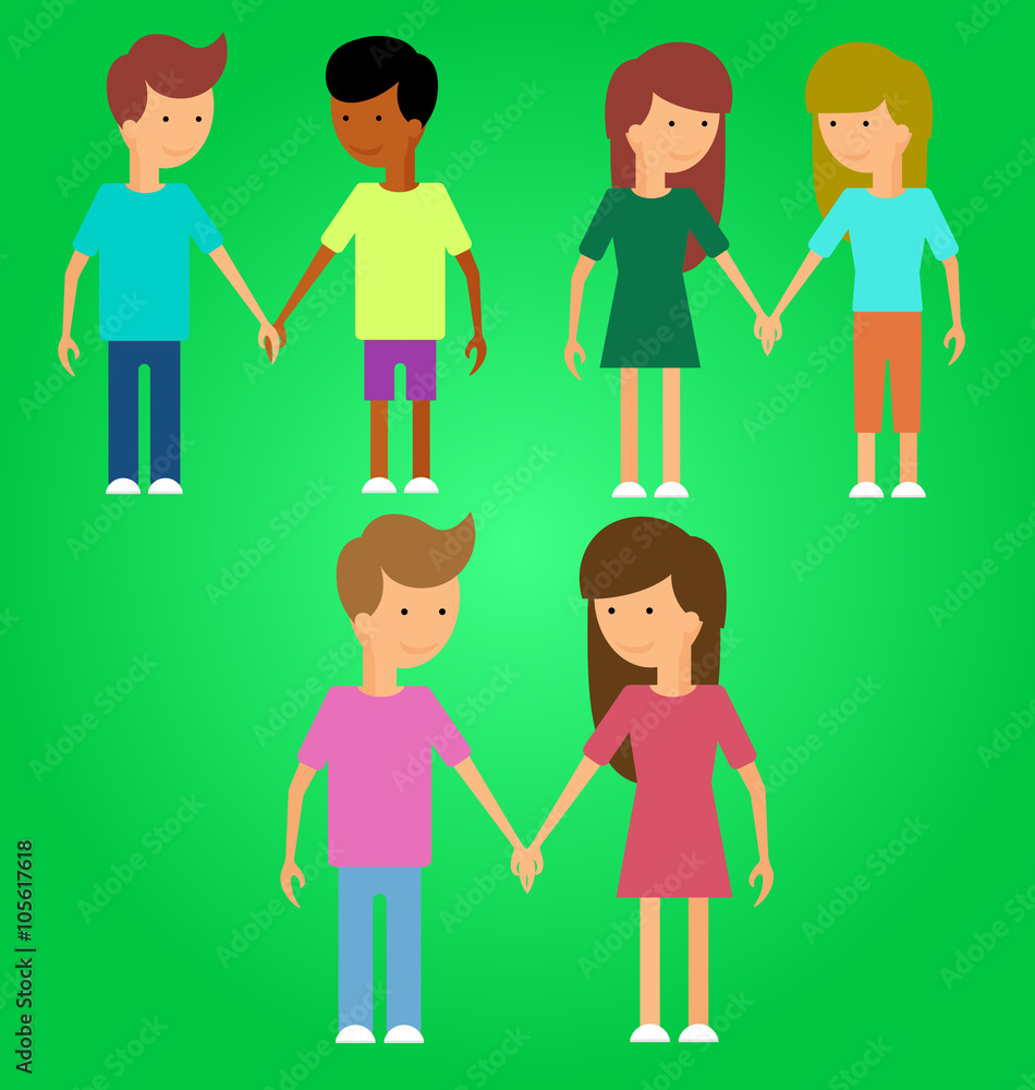 Love marriage couple set. Same-sex marriage. Flat style Love marriage couple set. Same-sex marriage. Flat style