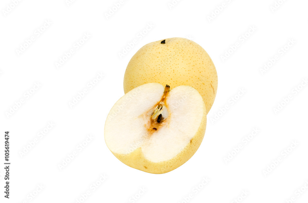 Fototapeta premium chinese pear with cut in half fruit