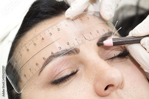 Mikrobleyding eyebrows workflow in a beauty salon photo