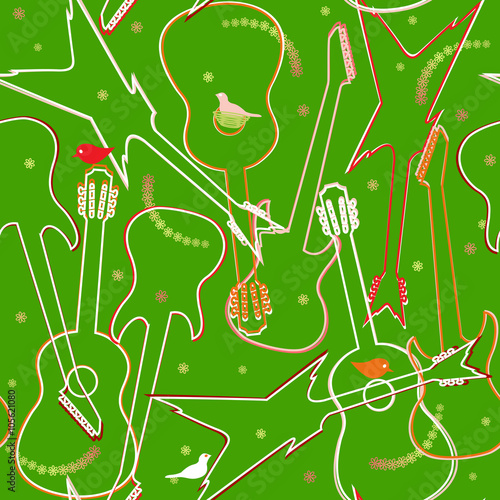 Seamless pattern with guitars
