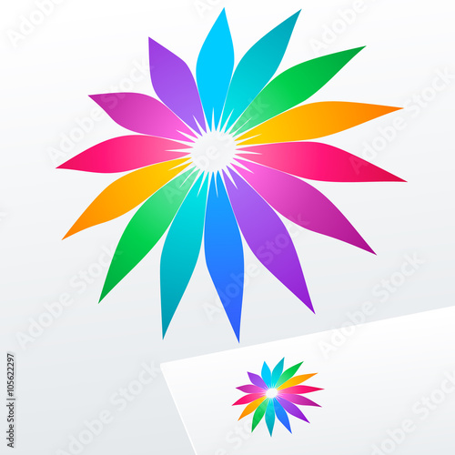 Abstract vector sign with flower. Logo for Cosmetics, Fashion