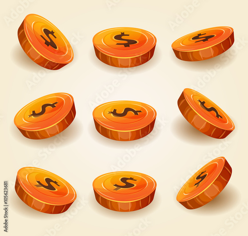Dollar Coins Set For Game Ui