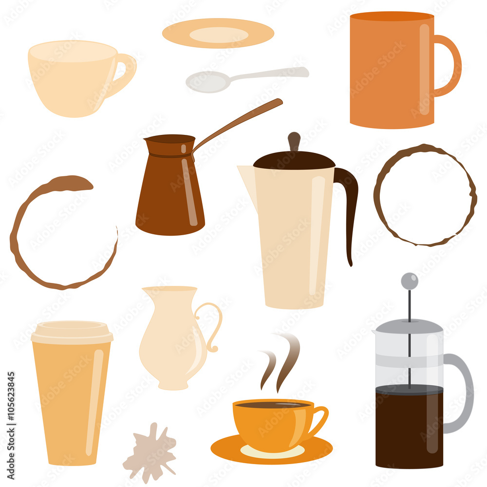 Set of coffee related icons Set of coffee related icons