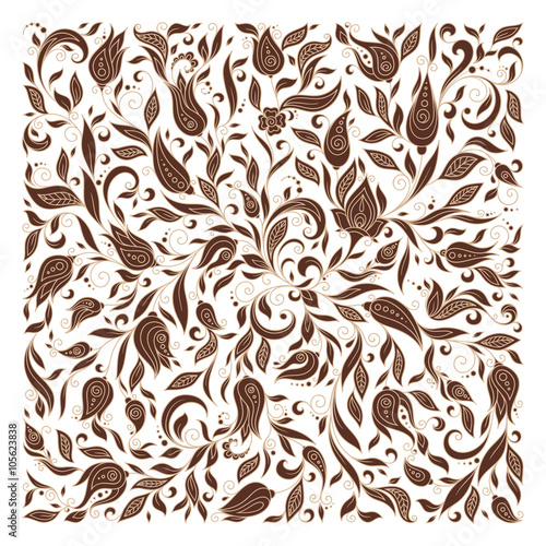 Vector illustration of square made with floral elements.