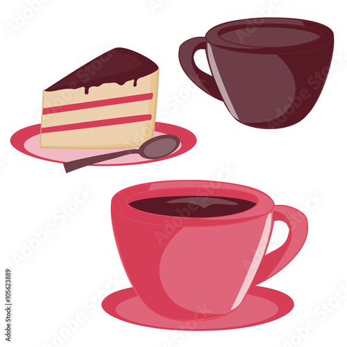 Isolated cup and cake set