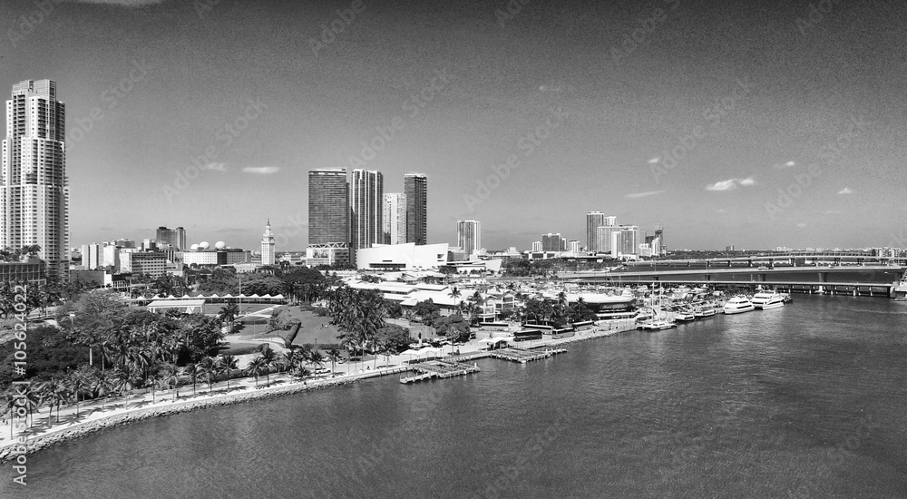 Downtown Miami, Florida. Amazing aerial view