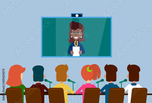 Business People Group Web Virtual Internet Conference