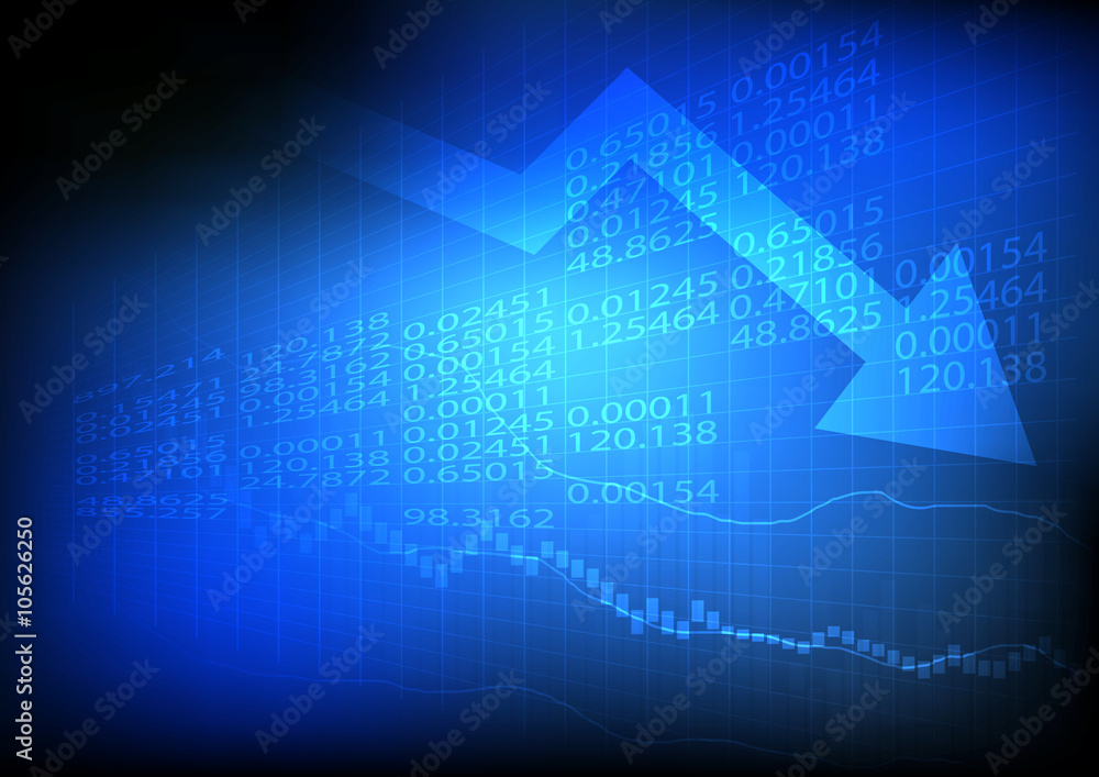 Vector : Stock board with arrow and graph on business background Vector : Stock board with arrow and graph on business background