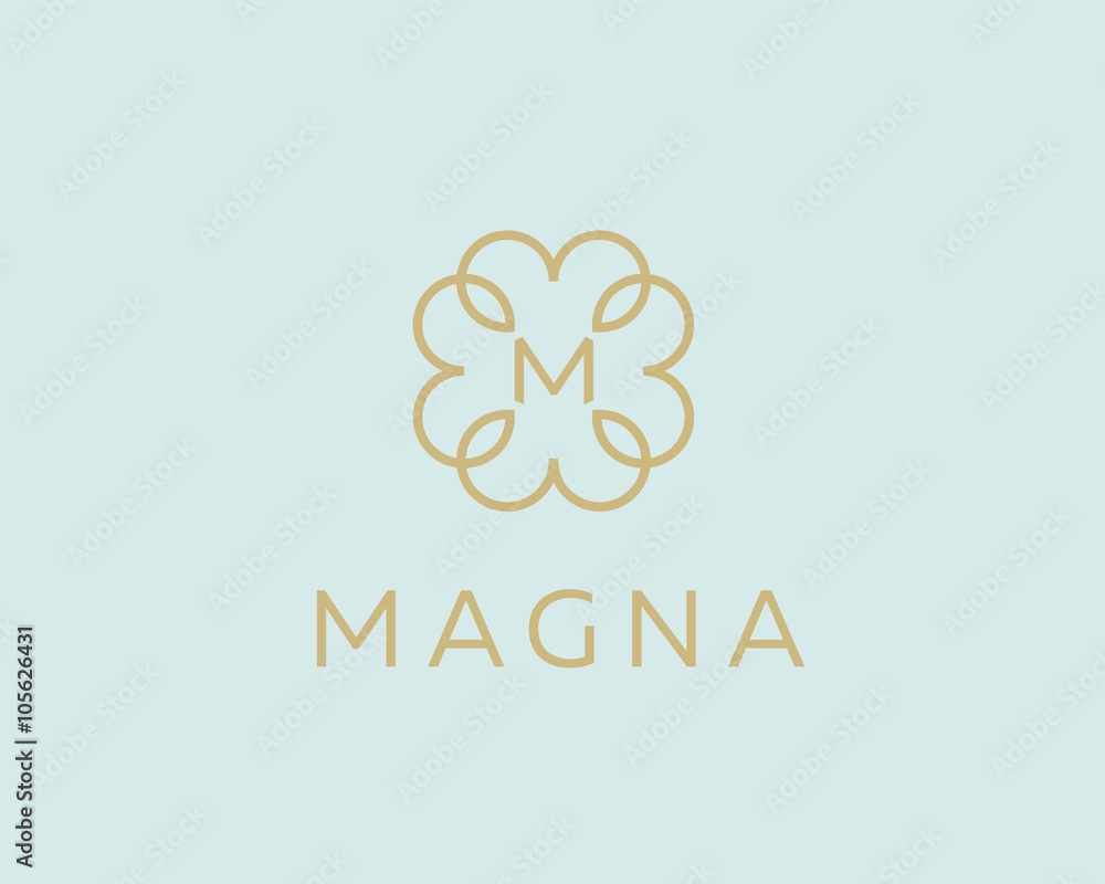 Abstract elegant monogram flower logo icon design Vector Image